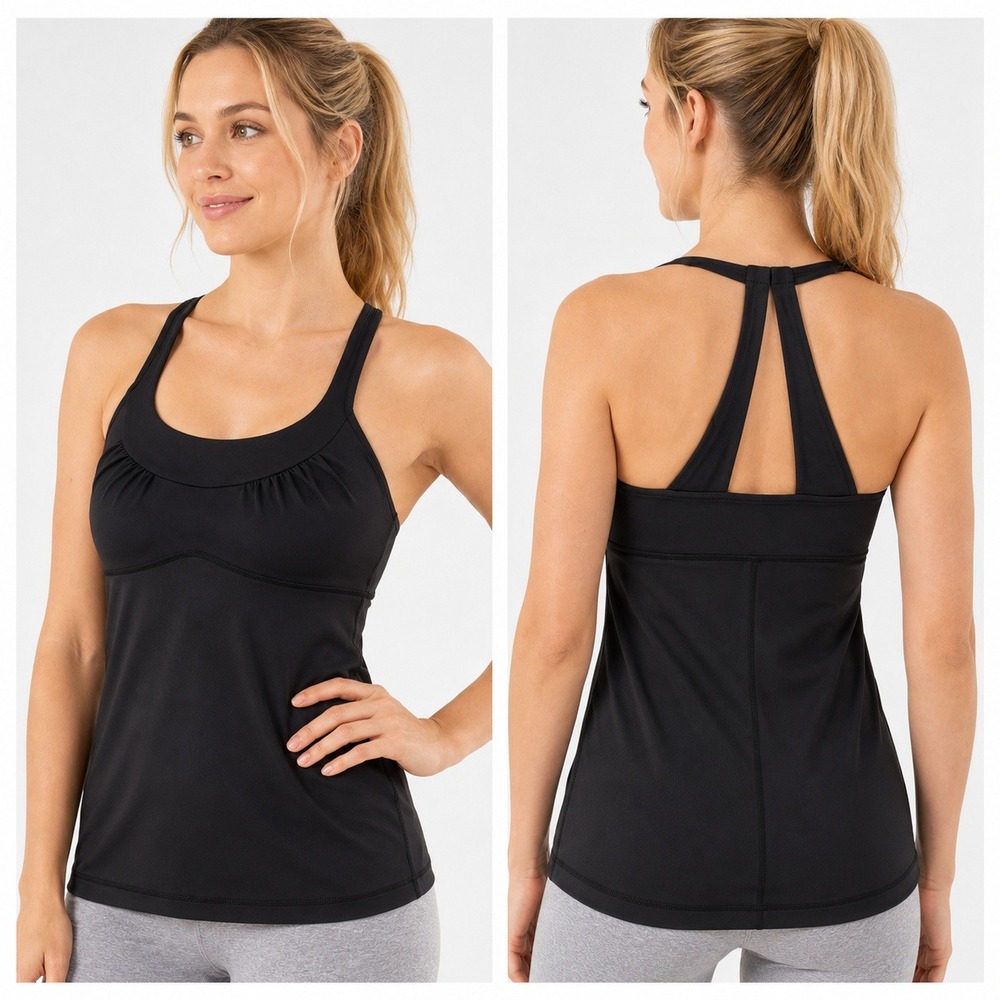 Lululemon Cool Racerback Tank Top Athletic Built-In Bra Black Size 6